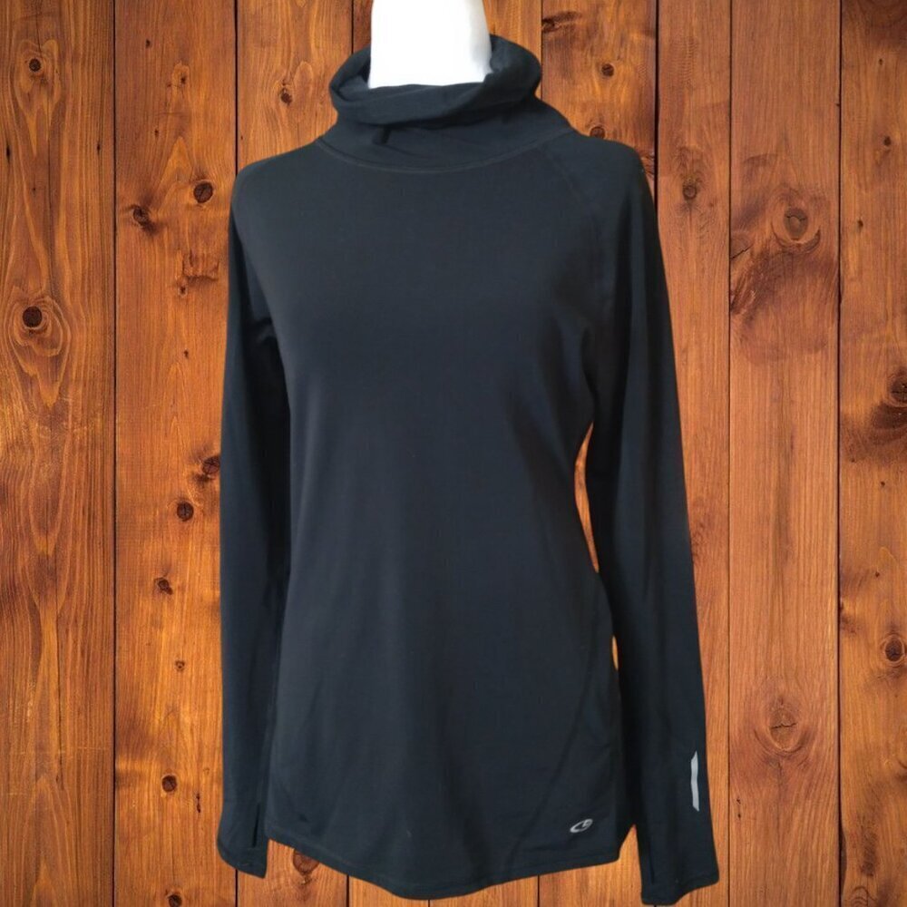 C9 Champion Black Duo Dry Pullover Turtleneck Top Size Medium Athletic Workout